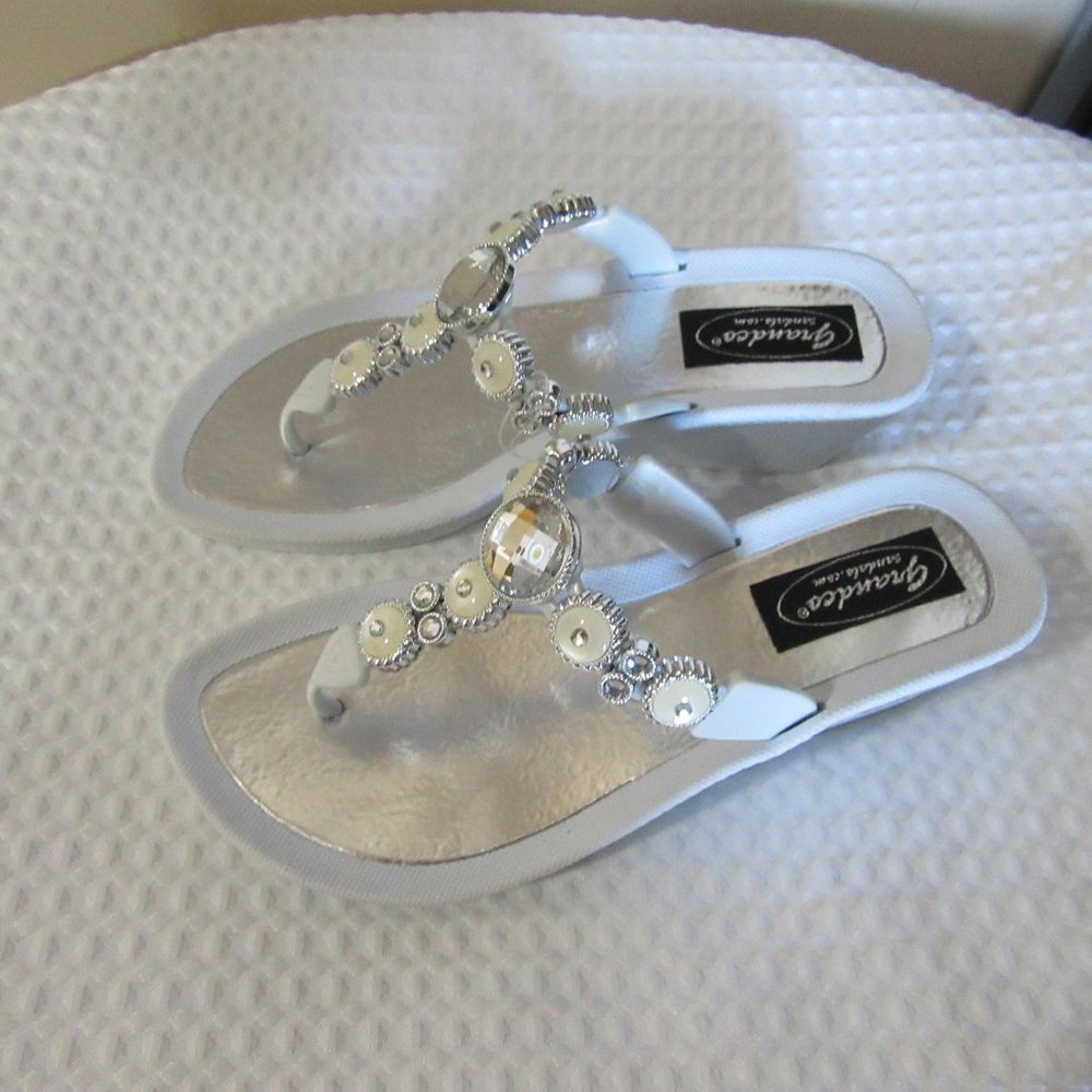 White Sandals 2" Heel's Size 6